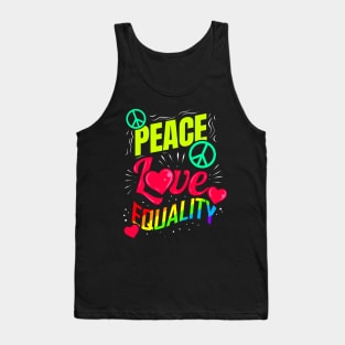 LGBTQ Pride Month Logo Peace Love Equality Tank Top